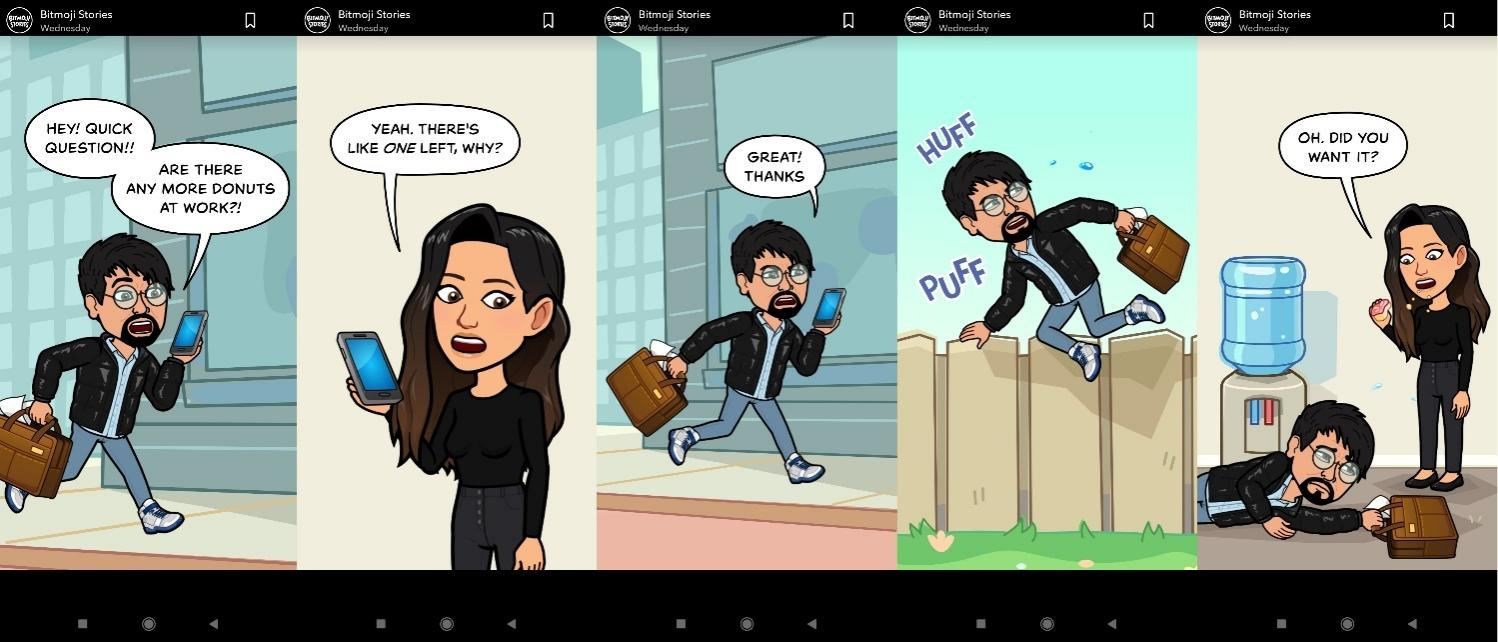  Bitmoji stories display a comic