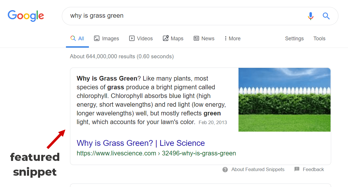 Example of a featured snippet 22